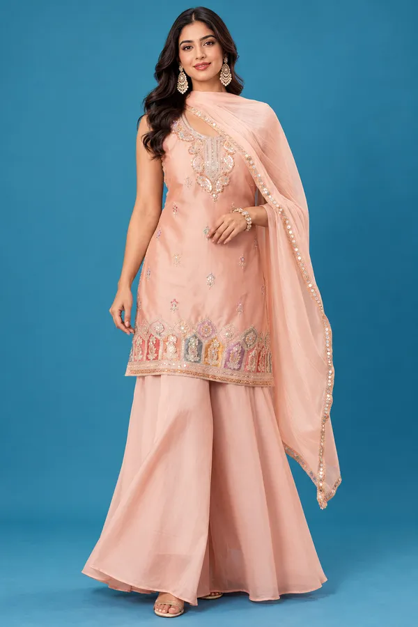 Elegant_Peach_Embroidered_Festive_Palazzo_Set_Peach_Blossom