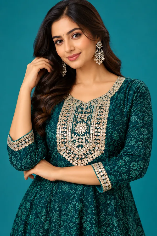 Teal_Blue_Embroidered_Anarkali_Dress_Aqua_Teal