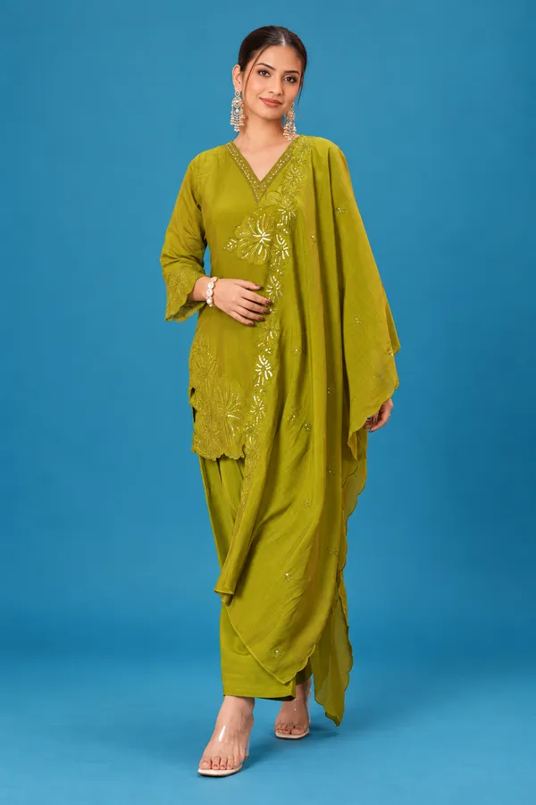 Olive_Green_Embroidered_Festive_Dress_Olive_Green