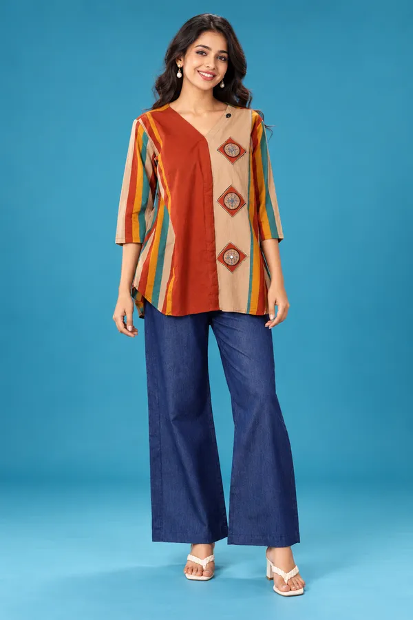 Contemporary_Multicolor_Tunic_Brown