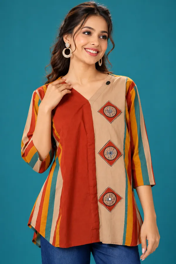 Contemporary_Multicolor_Tunic_Brown