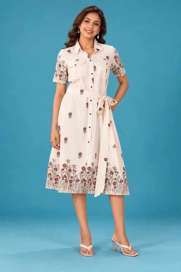Ivory_Floral_Shirt_Dress_Elegant_Everyday_Style_White