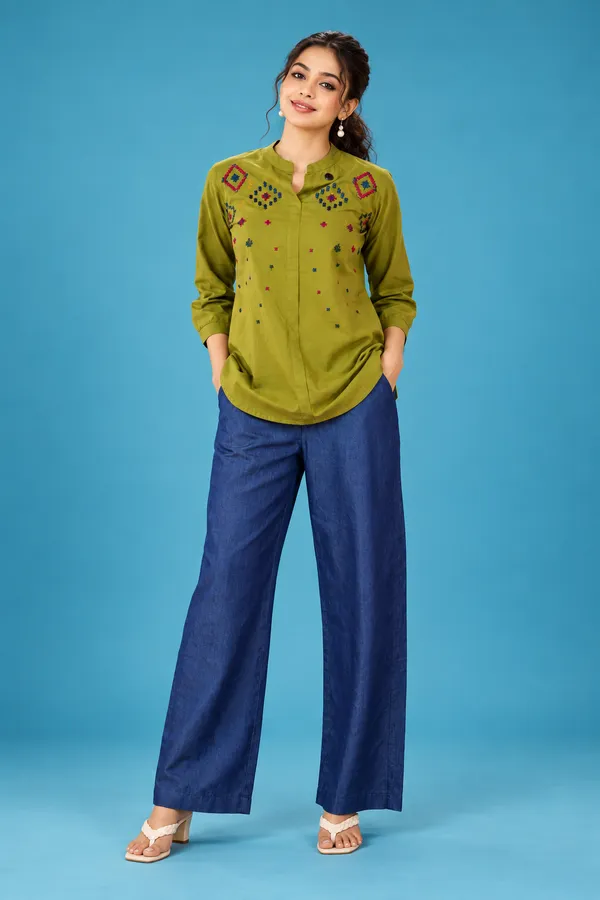 Olive_Green_Embroidered_Casual_Top_Olive_Green