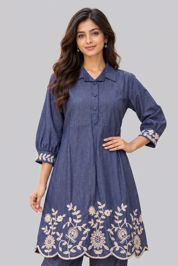 Denim_Blue_Floral_Embroidered_Co_Ord_Set_Dark_Navy_Blue