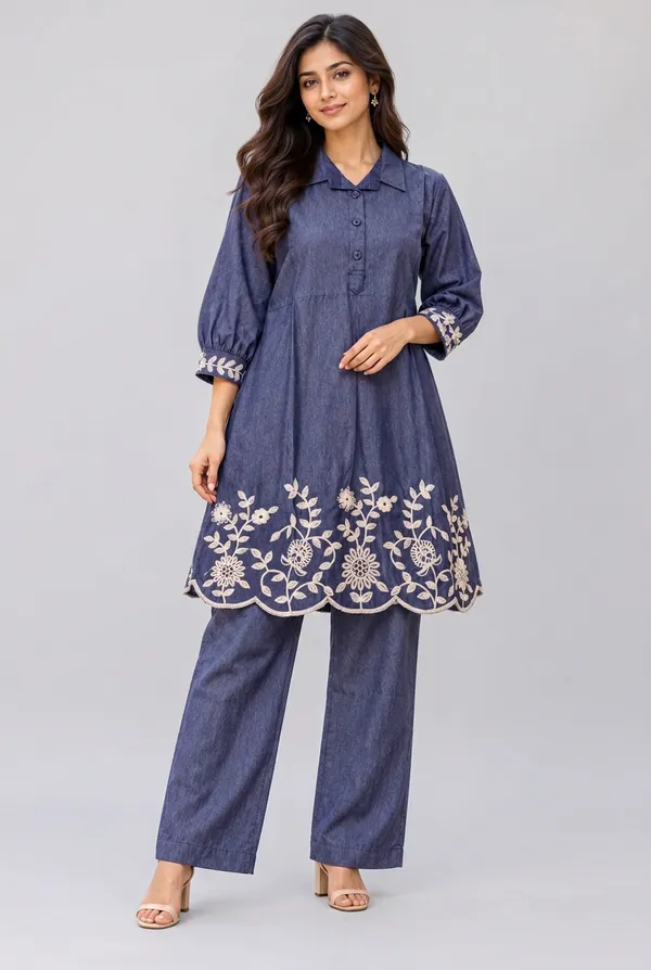 Denim_Blue_Floral_Embroidered_Co_Ord_Set_Dark_Navy_Blue