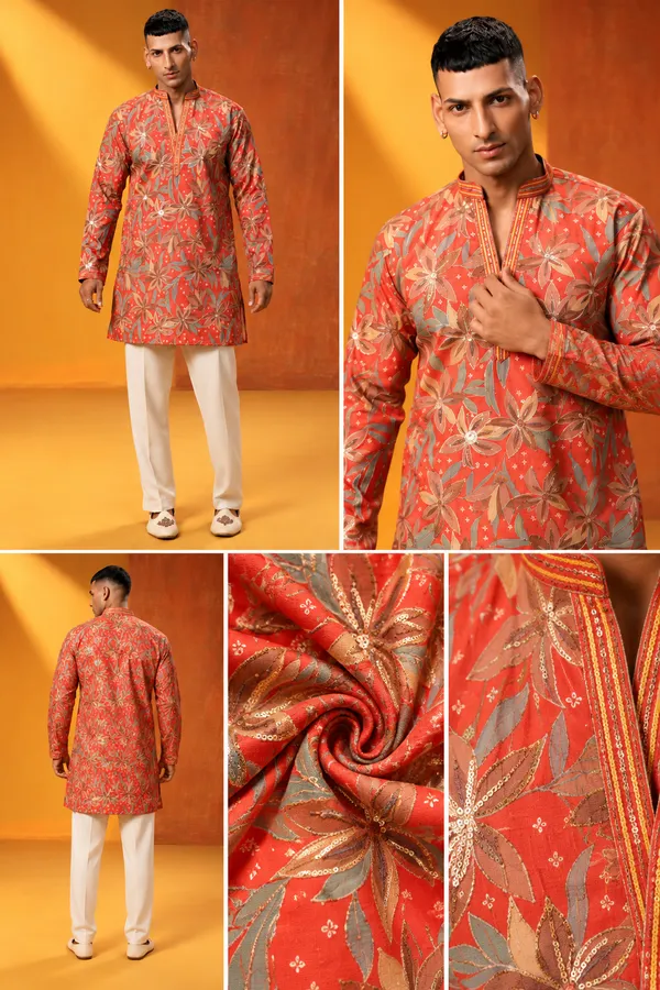 Coral_Red_Floral_Embroidered_Festive_Kurta_Set