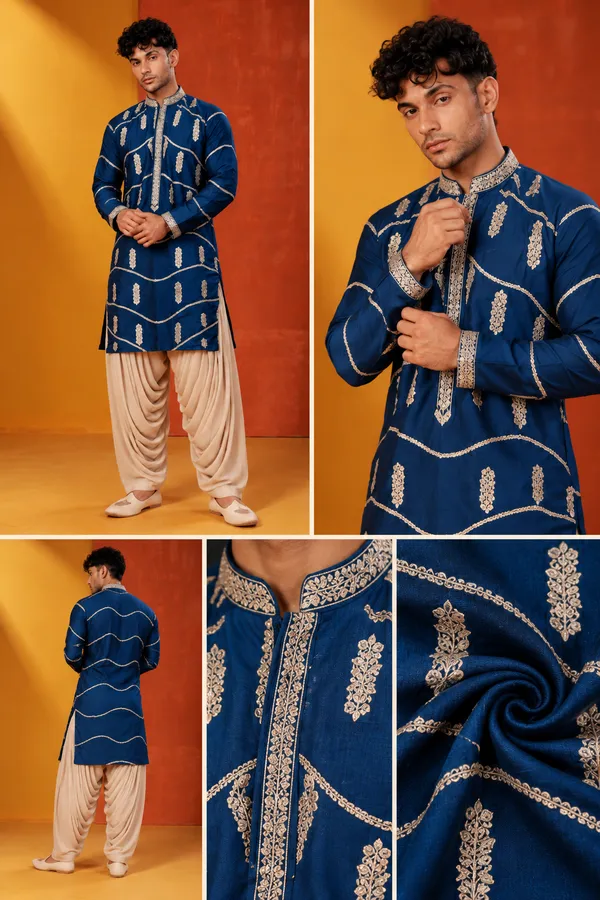 Royal_Navy_Blue_Embroidered_Kurta_Set