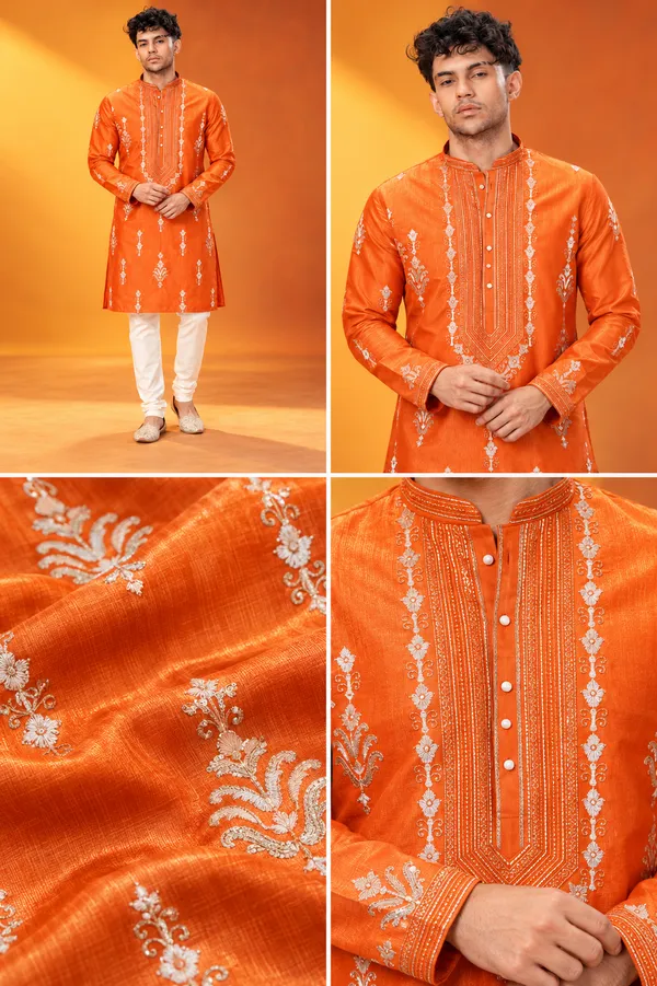 Orange_Embroidered_Festive_Kurta_Set