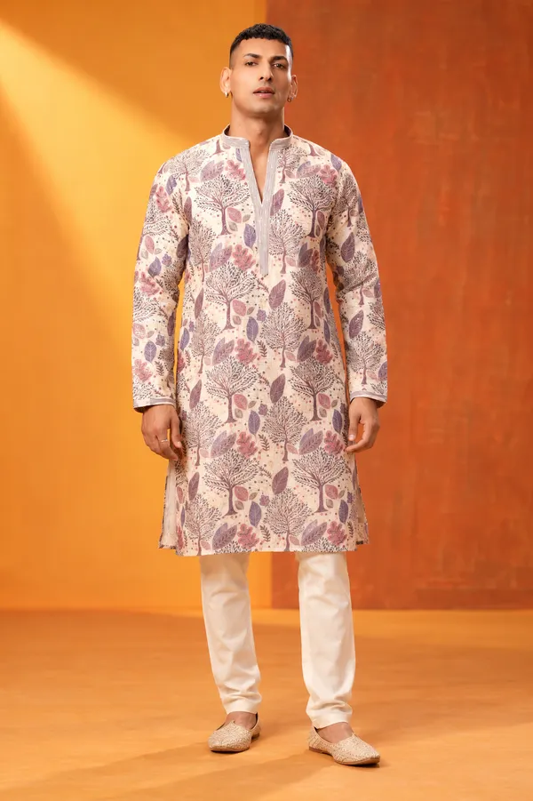 Elegant_Botanical_Print_Men_S_Kurta_Set