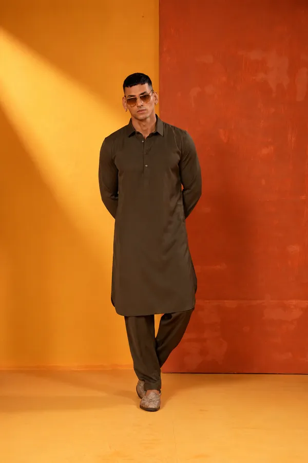 Dark_Olive_Brown_Kurta_Set_Contemporary_Ethnic_Style