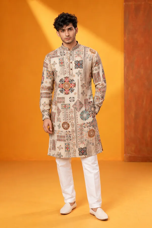 Premium_Beige_Printed_Ethnic_Kurta_Set