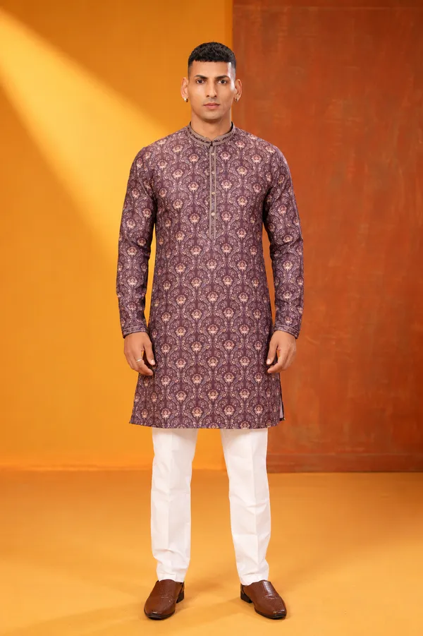 Burgundy_Bandhani_Print_Men_S_Festive_Kurta