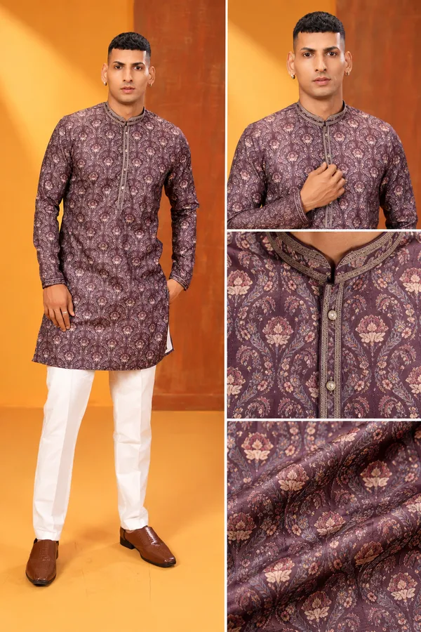 Burgundy_Bandhani_Print_Men_S_Festive_Kurta