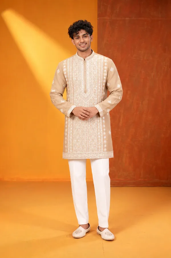 Beige_Embroidered_Festive_Kurta_Set_For_Men