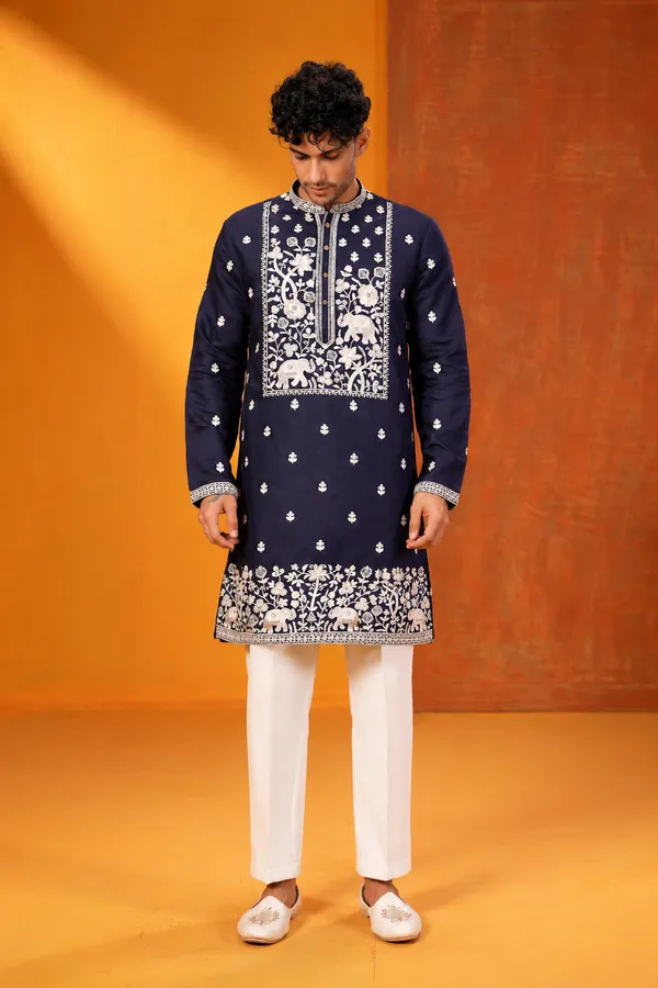Navy_Blue_Embroidered_Kurta_Set