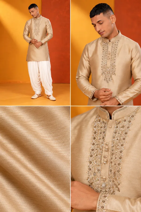 Golden_Beige_Embroidered_Kurta_Set