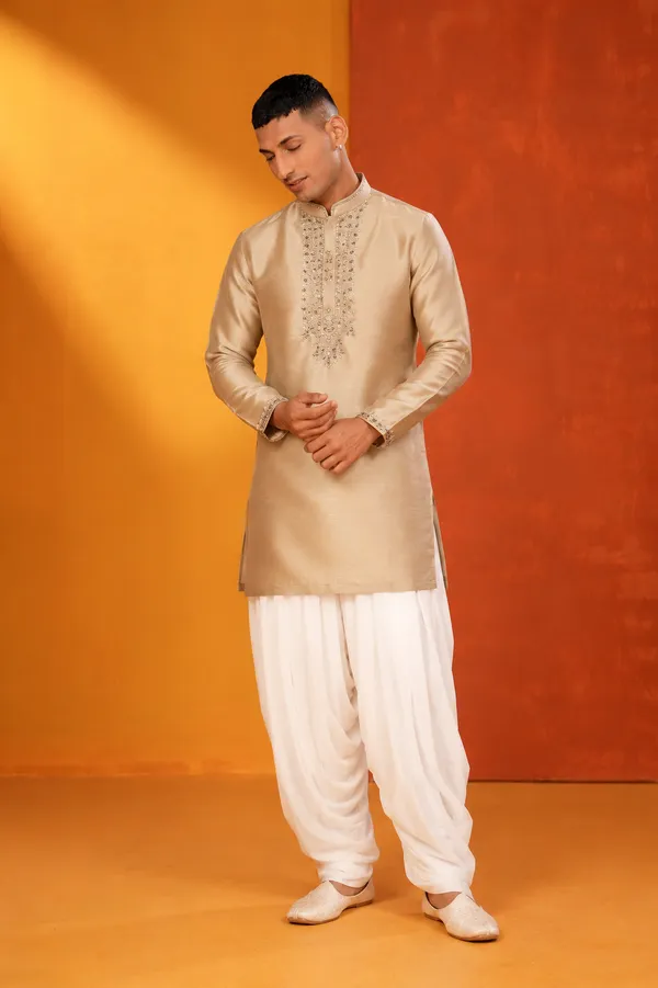 Golden_Beige_Embroidered_Kurta_Set