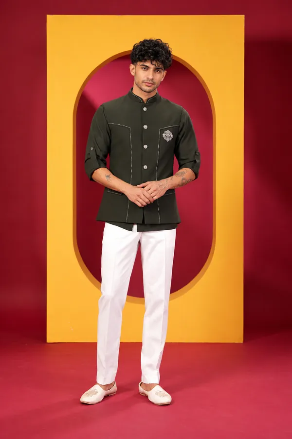 Men_S_Premium_Teal_Blue_Kurta_Pant_Set_With_Designer_Printed_Nehru_Jacket