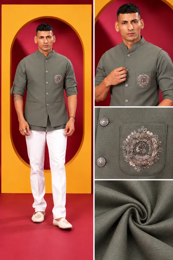 Men_S_Premium_Olive_Jacket_With_White_Trouser_Set