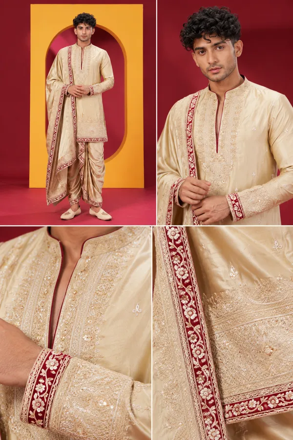 Men_S_Premium_Champagne_Gold_Embroidered_Kurta_Dhoti_Set_With_Matching_Dupatta