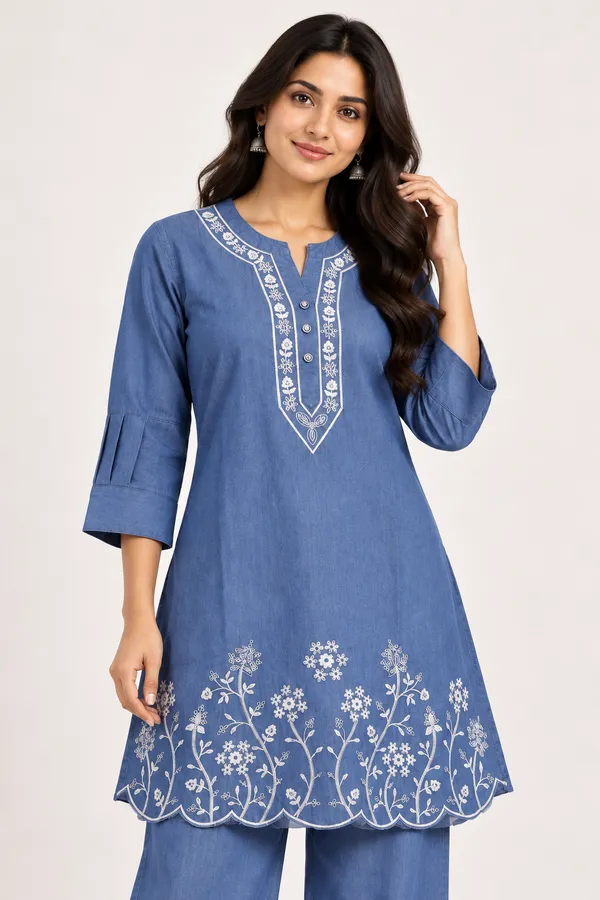 Women_S_Denim_Blue_Floral_Embroidered_Kurta_Palazzo_Set_Dusty_Sky_Blue