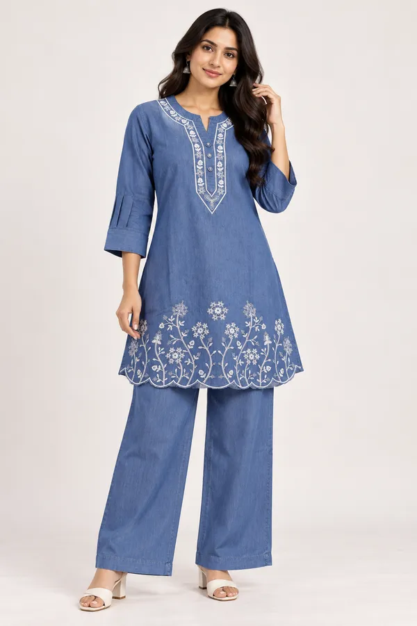 Women_S_Denim_Blue_Floral_Embroidered_Kurta_Palazzo_Set_Dusty_Sky_Blue