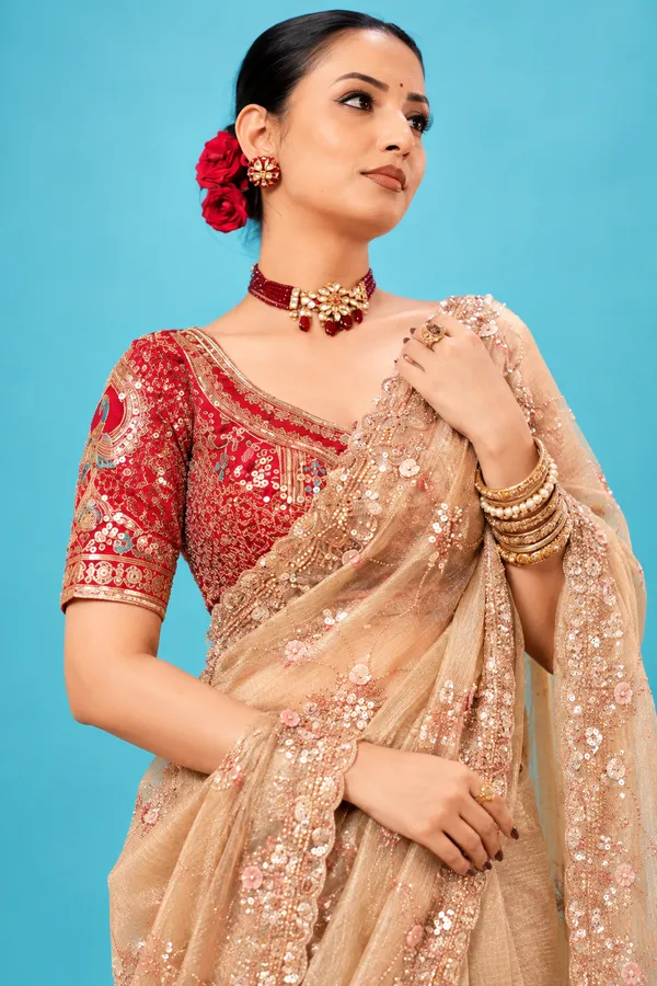 Elegant_Champagne_Gold_Designer_Saree_With_Delicate_Floral_Embroidery_Sequins_Work_Golden_Beige