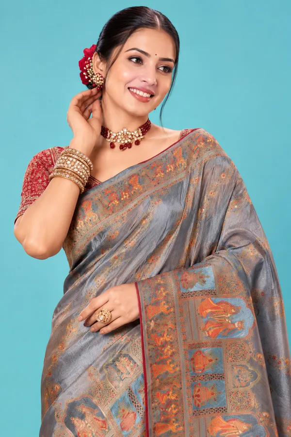 Elegant_Grey_Designer_Saree_With_Multicolor_Traditional_Woven_Motifs_Rich_Pallu_Gray
