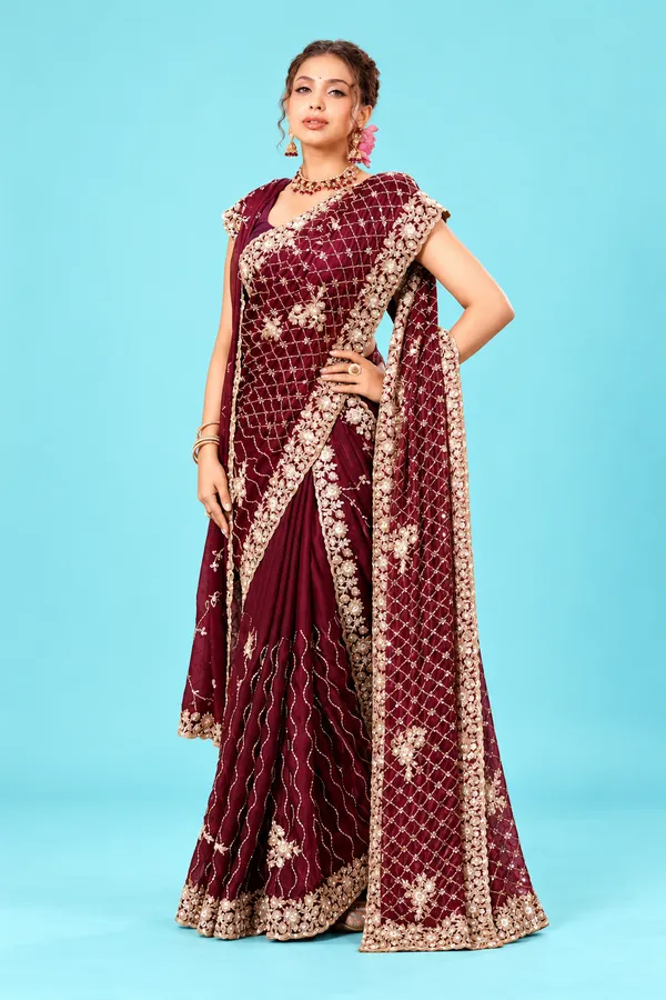 Royal_Wine_Maroon_Designer_Saree_With_Heavy_Golden_Floral_Embroidery_Rich_Pallu_Maroon
