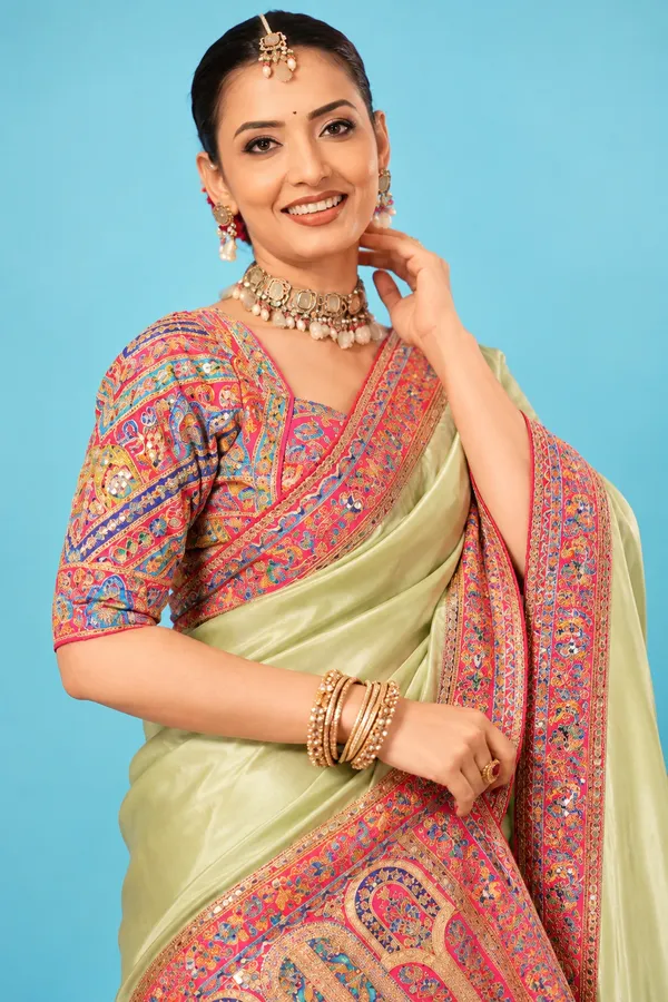 Elegant_Pastel_Pista_Green_Designer_Saree_With_Multicolor_Paisley_Work_Pistachio_Green