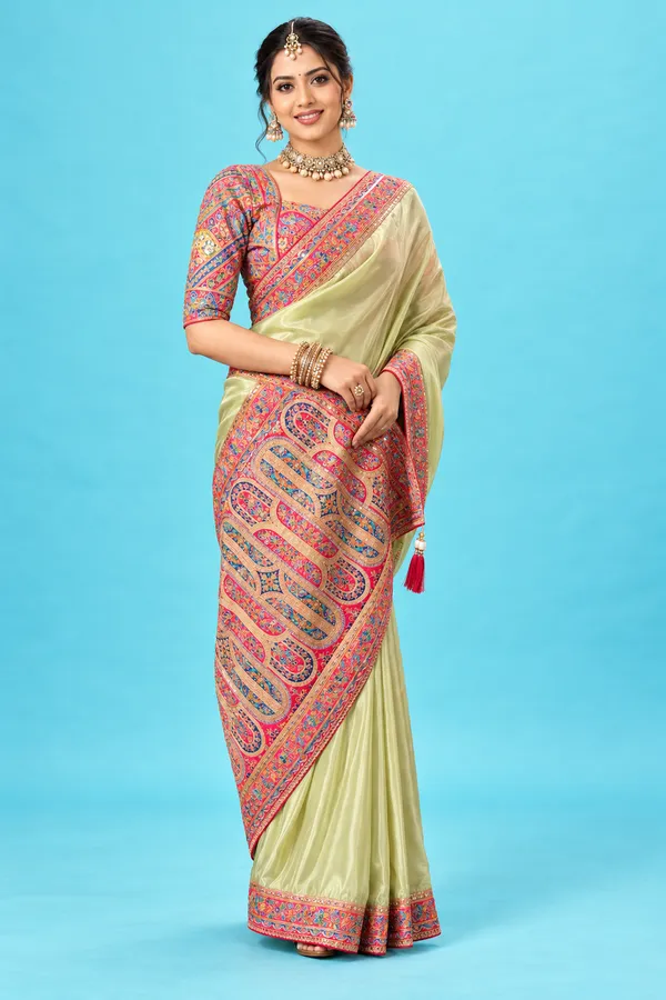 Elegant_Pastel_Pista_Green_Designer_Saree_With_Multicolor_Paisley_Work_Pistachio_Green