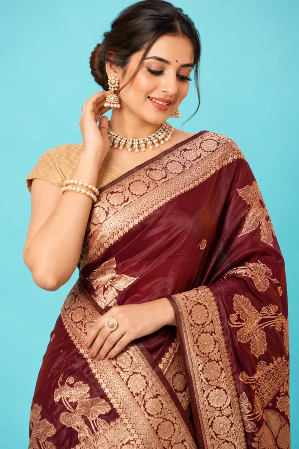 Royal_Wine_Maroon_Designer_Saree_With_Golden_Floral_Zari_Work_Rich_Traditional_Pallu_Maroon