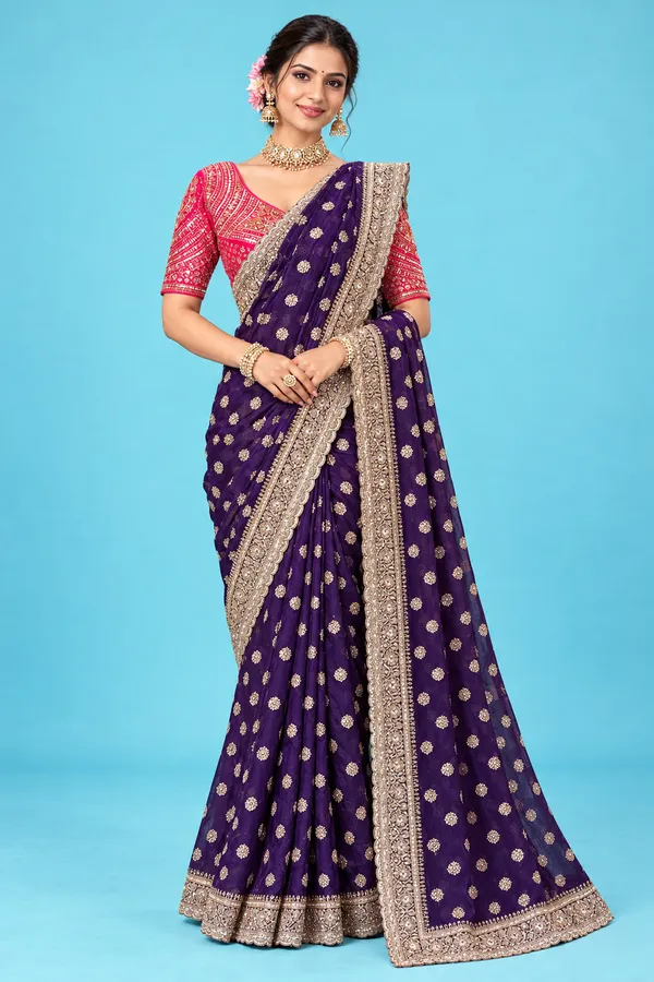 Royal_Deep_Blue_Designer_Saree_With_Golden_Floral_Motifs_Heavy_Embroidered_Scalloped_Border_Dark_Navy_Blue