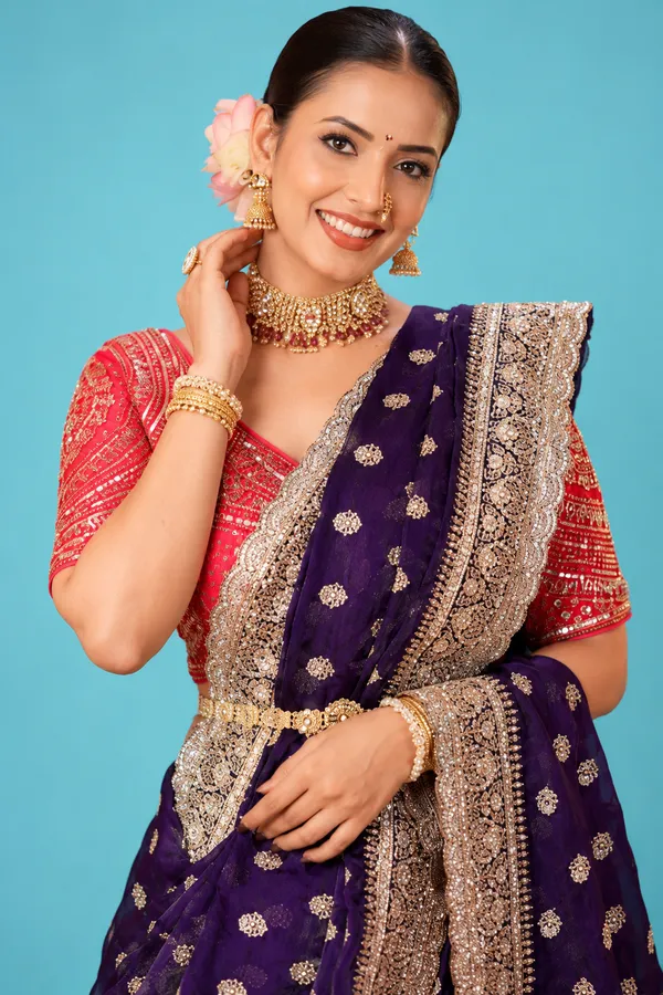 Royal_Deep_Blue_Designer_Saree_With_Golden_Floral_Motifs_Heavy_Embroidered_Scalloped_Border_Dark_Navy_Blue