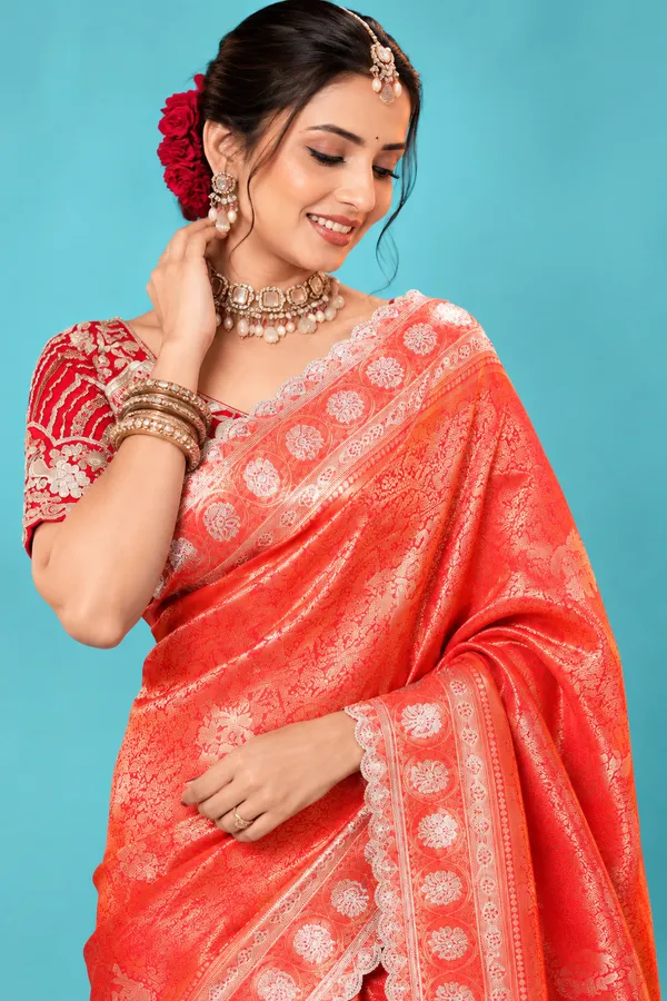 Royal_Coral_Red_Designer_Saree_With_Golden_Zari_Floral_Motifs_Rich_Traditional_Pallu_Coral_Red