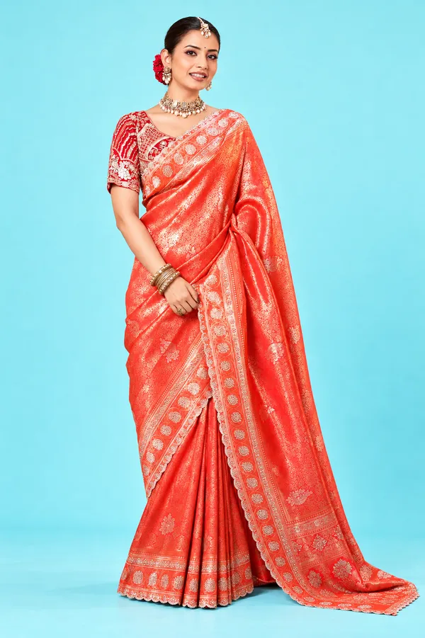 Royal_Coral_Red_Designer_Saree_With_Golden_Zari_Floral_Motifs_Rich_Traditional_Pallu_Coral_Red