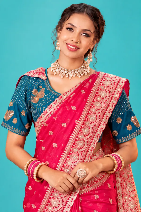 Rani_Pink_Embroidered_Designer_Saree_Rani_Pink