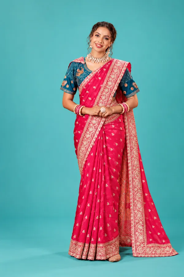 Rani_Pink_Embroidered_Designer_Saree_Rani_Pink