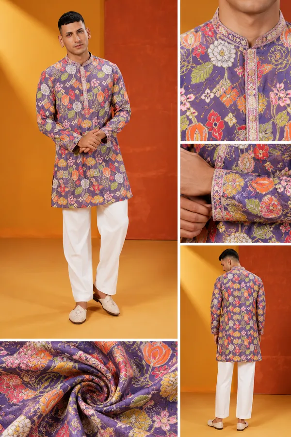 Men_S_Premium_Purple_Multicolour_Floral_Printed_Festive_Kurta_Set