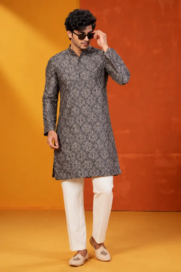 Men_S_Premium_Charcoal_Grey_Printed_Kurta_Set