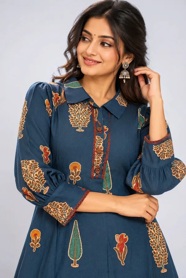 Elegant_Teal_Blue_Floral_Printed_Anarkali_Kurta_Set_Dark_Blue