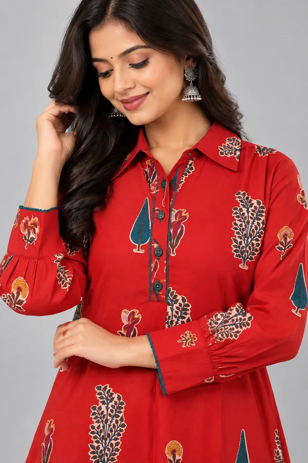 Elegant_Red_Floral_Printed_A_Line_Kurta_With_Palazzo_Set_Red