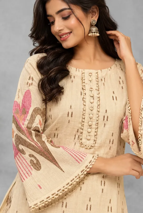 Elegant_Cream_Printed_Kurta_With_Dhoti_Pants_Set_For_Women_Ivory_Cream