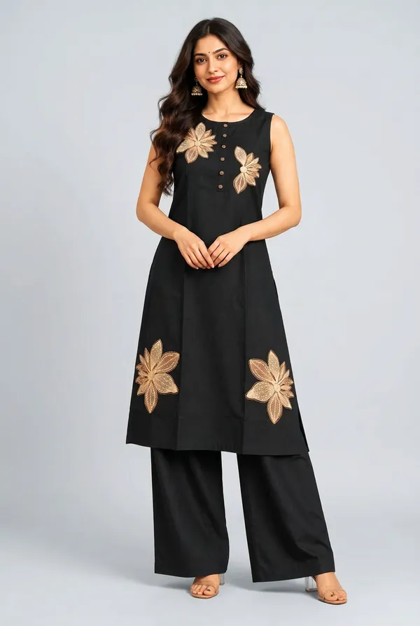 Elegant_Black_Floral_Embroidered_Kurta_Palazzo_Set_For_Women_Black