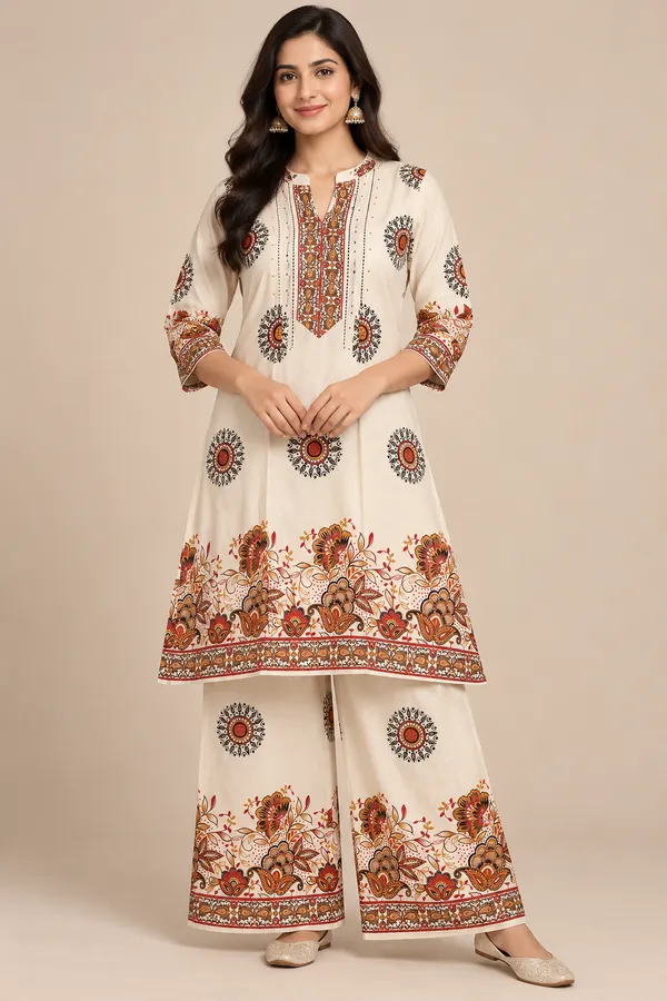 Elegant_Cream_Floral_Printed_Kurta_Palazzo_Set_For_Women_Off_White_Cream