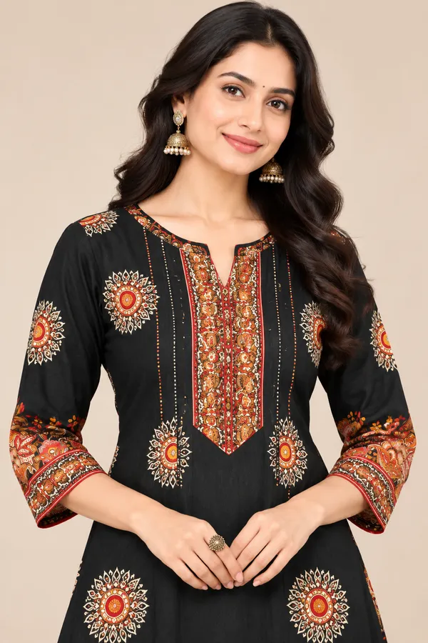 Elegant_Black_Floral_Printed_Kurta_Palazzo_Set_For_Women_Black