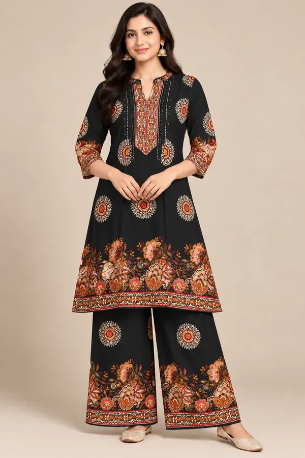 Elegant_Black_Floral_Printed_Kurta_Palazzo_Set_For_Women_Black