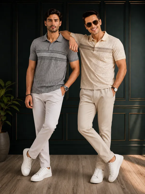 Men_S_Slate_Grey_Geometric_Printed_Polo_T_Shirt_Ivory_Cream