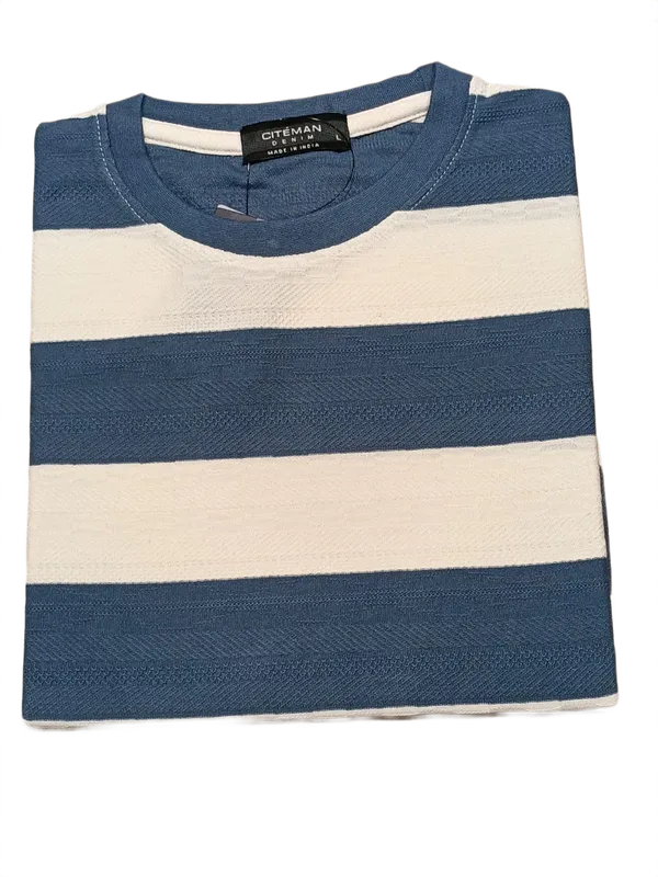 Men_S_Blue_Off_White_Striped_Round_Neck_T_Shirt_Aqua_Blue