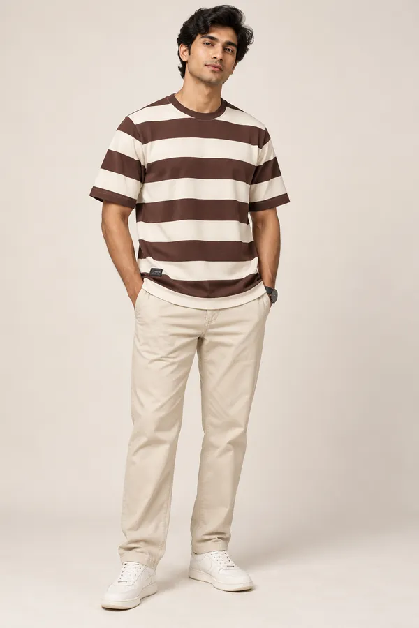 Men_S_Brown_Cream_Horizontal_Striped_Round_Neck_T_Shirt_Maroon